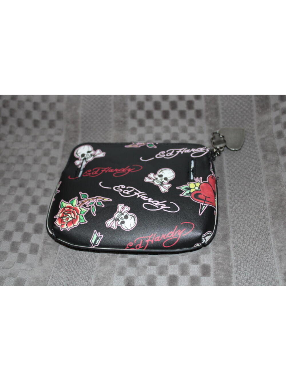 Ed Hardy Small Black Pouch with Skulls